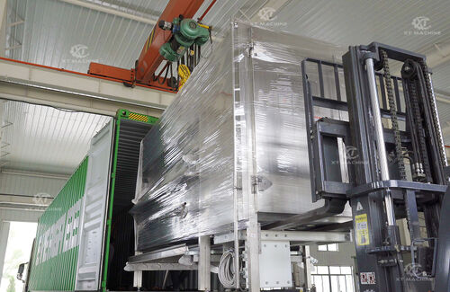Foto's van de verzending van een op maat gemaakte, multifunctionele ovenset in grote volumes voor Thaise notenverwerkende klanten.