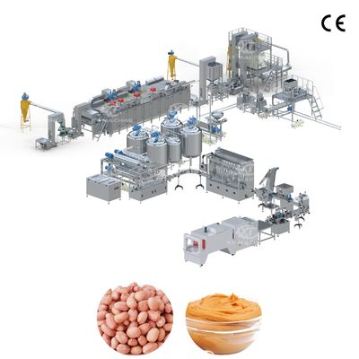 Productielijn van pindakaas Verwerkingsfabriek voor pindakaas Hoge automatisering Gemakkelijkheid van bediening door PLC-besturing 2000 kg/uur