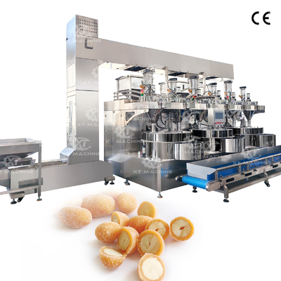 Grote capaciteit en hoge efficiëntie drie-station Automatische coatingsmachine Cashewnoot en meloensamen kern coating machine