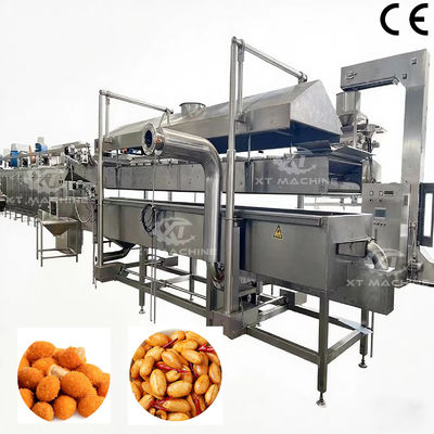 SUS304 500 ≈ 800 kg/h Automatische continue frituremachine voor snacks Frans frietjes Noten Vlees Pinda's Industriële kwaliteit
