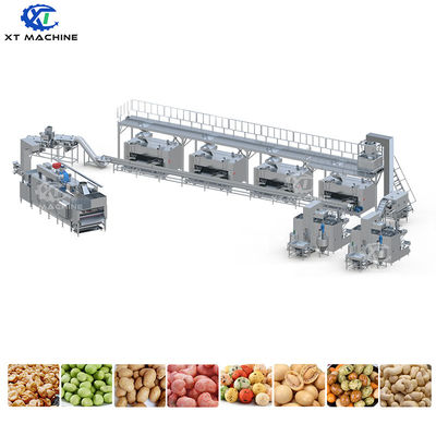 500-1000 kg/uur Capaciteit Voedingsmiddelenkwaliteit roestvrij staal 304 pinda's coating machine met PLC-besturing voor noten verwerkingslijn
