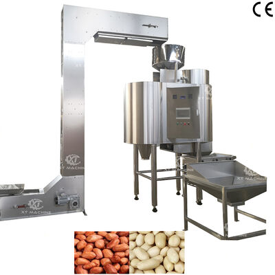 Volautomatische 500kg/u Roestvrijstalen Pinda Hazelnoot Pelmachine Noten Blancheermachine voor Notenverwerkingsinstallaties