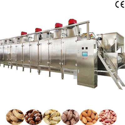 1000 kg/u SS304 Voedselkwaliteit Industriële Bakoven met Gas en Elektrische Verwarming voor Continue Noten Rooster Machine