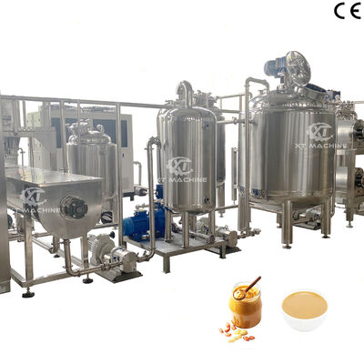 Goede prijs. 500-2000 kg/h Volledig automatische pindakaas productielijn Pistachio pasta maken machine met PLC programma besturing online