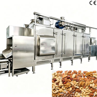 Goede prijs. Continu notenrooster 300-500 kg/uur Havermoutrooster met PLC-besturing en 304 roestvrij staalconstructie voor notenverwerkingsinstallaties online