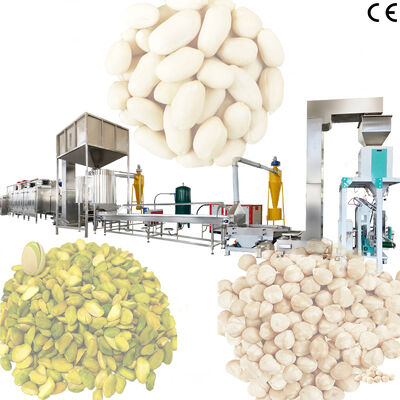 Productielijn voor het roosteren en blancheren van pinda's/hazelnoten/pistache van voedingskwaliteit met een blancheermachine voor noten met een capaciteit van 500-1000 kg/u