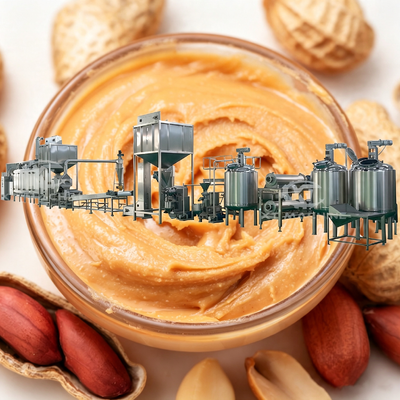 Premium Volautomatische Pindakaas Productielijn, One-stop Notenpasta Oplossing | Ontstenen, Roosteren, Bleken, Sorteren, Malen, Mengen, Ontgassen & Koelen Geïntegreerde Verwerkingsapparatuur