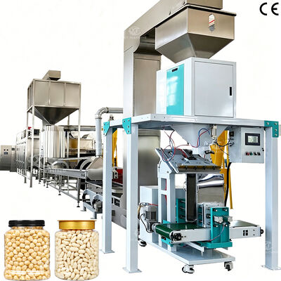 Aanpasbare 500 kg/u-1000 kg/u productielijn voor het roosteren en blancheren van pinda's Pistacheschilmachine voor notenverwerkingsfabrieken