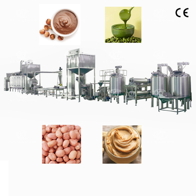 Goede prijs. SS304 Volledig automatische productielijn voor pindakaas met een capaciteit van 500-2000 kg/uur voor het maken van notenpasta online